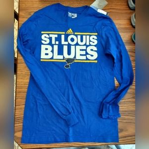 Adidas St Louis Blues Long Sleeve Blue T- Shirt Men’s Size Small